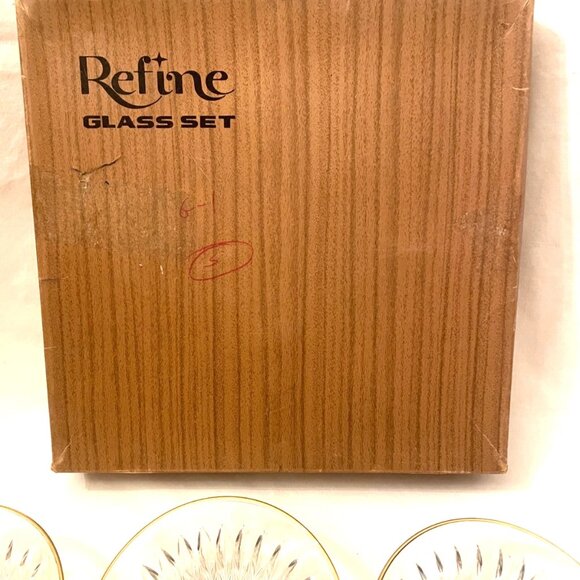 5 Dessert Ice Cream Bowl Clear Glass Gold Rim 4 1/2 x 1 3/4 deep by REFINE Boxed - Picture 7 of 7